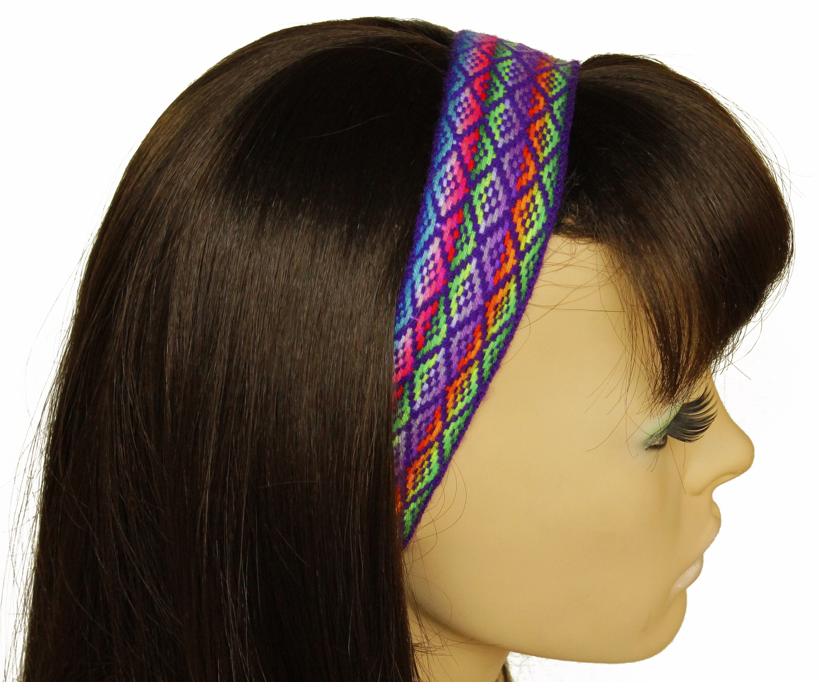 Purple Peruvian Ethnic Woven Headband, thin boho headband, Tribal Head