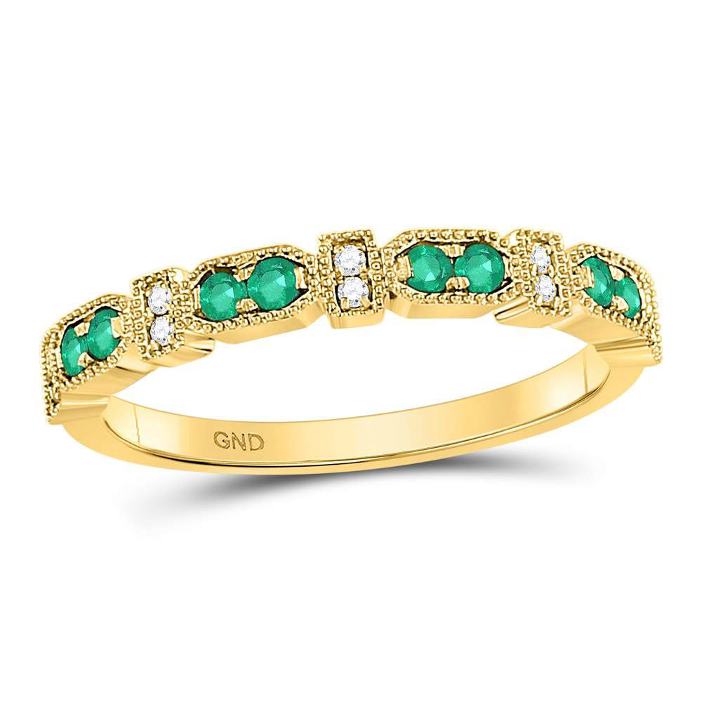 10kt Yellow Gold Womens Round Emerald Stackable Band Ring 1/4 Cttw ...