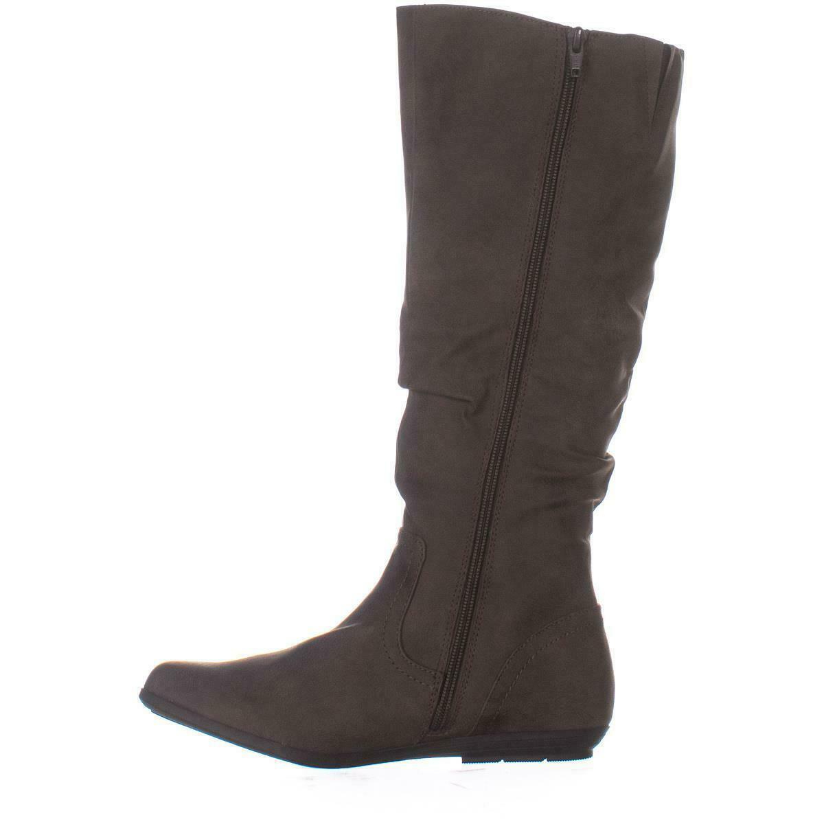 brown flat knee high boots