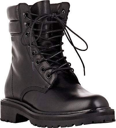 Black leather lace up boots