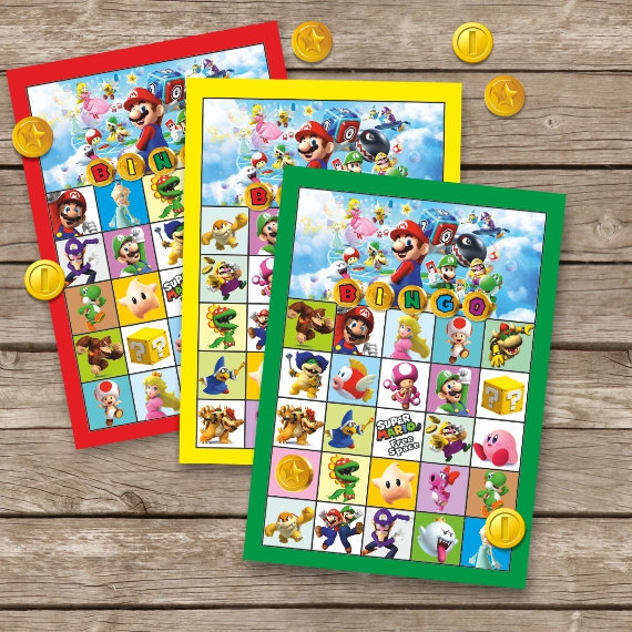 Super Mario Bingo, Party Game, Super Mario Bros Bingo, Mario Luigi