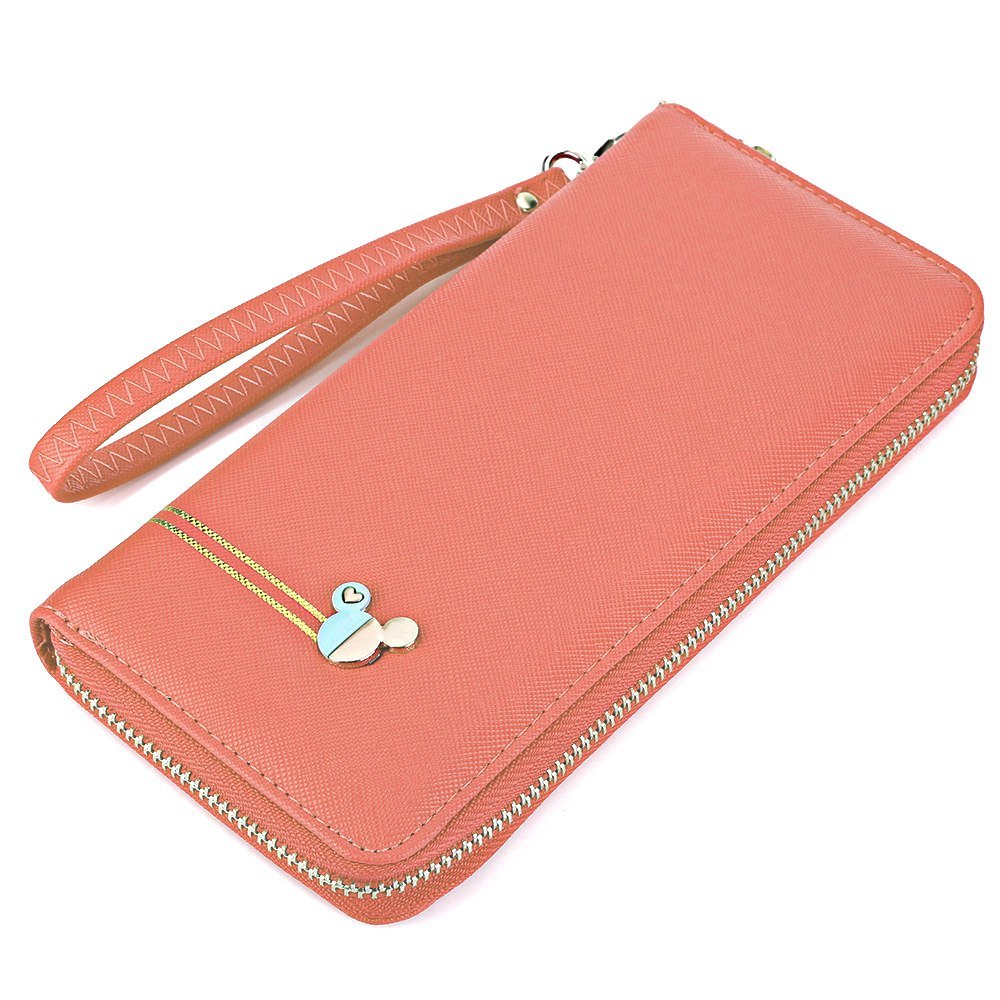 Women Clutch Wallet PU Leather Candy Color Long Wallet Large Zipper Women Phone - Wallets