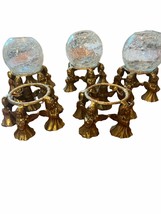 Lot of 5 Vintage Brass Angel Globe Candle Holders Cracked Glass - $93.14