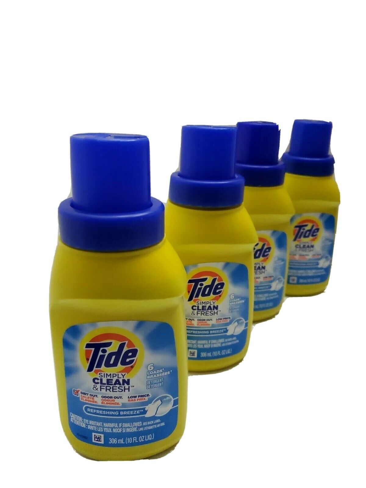 Travel Size Tide 10oz Refreshing Breeze Laundry Detergent 4 BOTTLES 10fl Detergents, Softeners