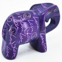 Hand Carved Kisii Soapstone "LOVE" Etched Purple Elephant Mini Figure Made Kenya image 4