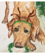 Labrador Dog Art Christmas Holiday Pastel Drawing Solomon  - $60.00