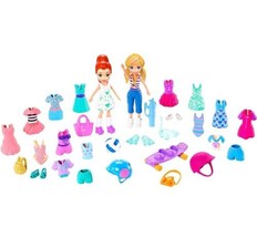 Polly Pocket Super Sporty 3" Polly Lila Dolls Over 35 Fashion Sports Accessories - $44.50