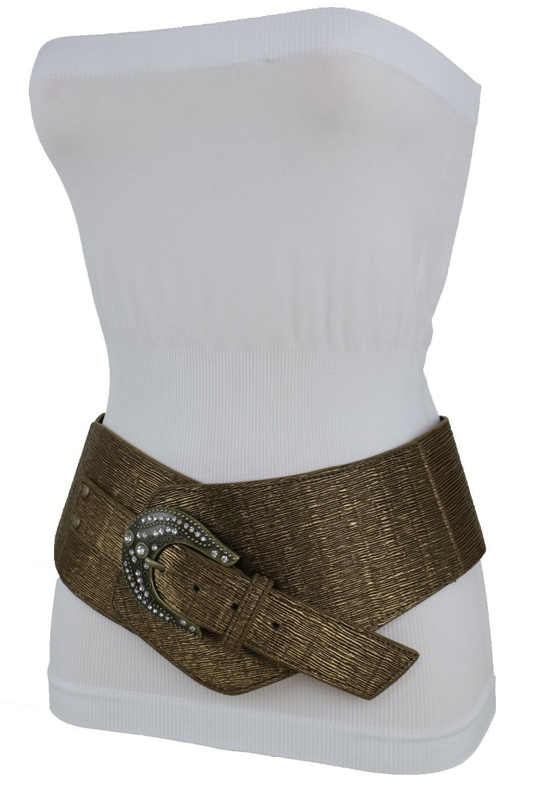 Sexy Women Western Belt Hip High Waist Metallic Bronze Brown Extra Wide