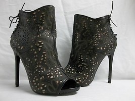 Steve Madden Size 6 M Korsett Black Leather Heels New Womens Shoes NWOB - $58.81