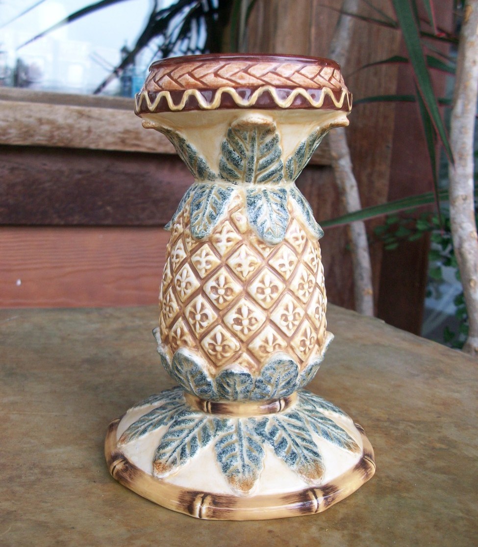 Pineapple Pillar Candle Holder/Candlestick, 6 Inches Tall, New Candle