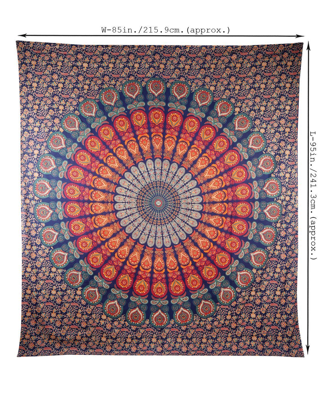 Large Bohemian Mandala Multi Purpose Tapestry Wall Hanging 95 x 85 Inch