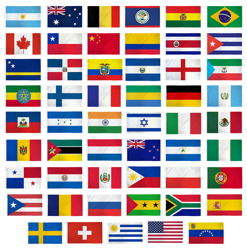 3x5 Flag Set of 53 Country Countries Polyester Flags 3'x5' Grommets - Flags