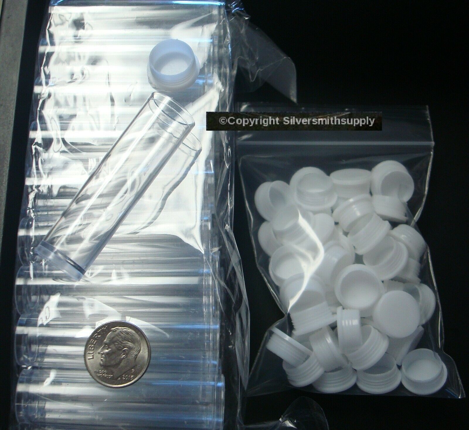 50 Bead tubes & lids beads crafts delicas clear 2 in bead containers 51mm CR010b