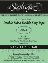 CLEAR - 1/2" Double Sided Fusible Stay Tape - Sold By the 25 yard Roll M494.21 - $9.00