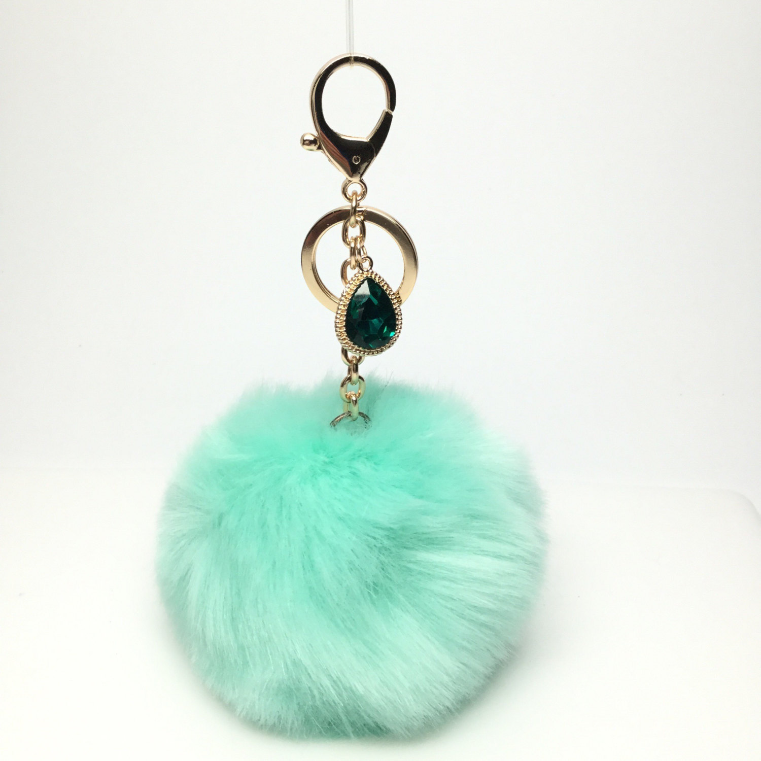 NEW! Faux Rabbit Fur Pom Pom bag Keyring keychain artificial fur puff ball in Em Key Chains