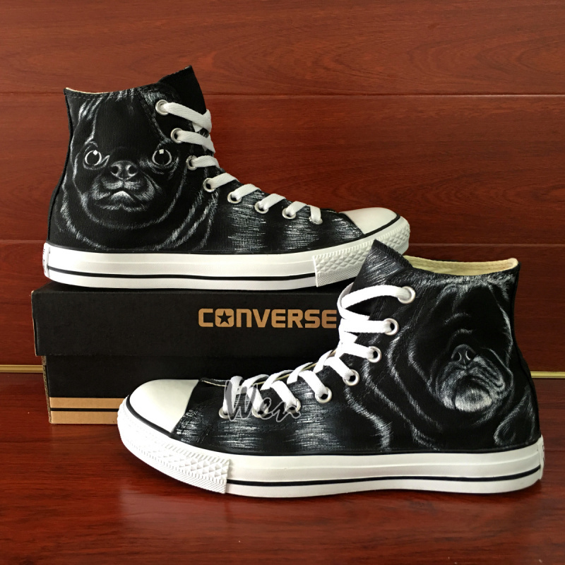 Women Men's Converse All Star Pet Pug Dog Original Design Hand Painted Shoes Wen