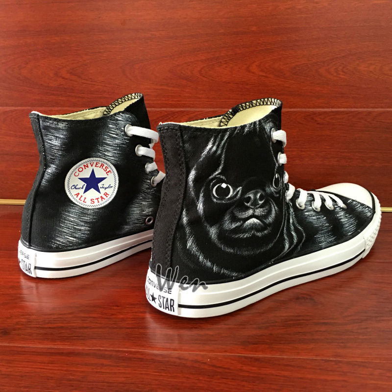 Women Men's Converse All Star Pet Pug Dog Original Design Hand Painted