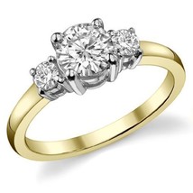 0.95CT Forever One Moissanite 4 Prong 3-Stone Ring Two Tone 18K Gold  - $829.00