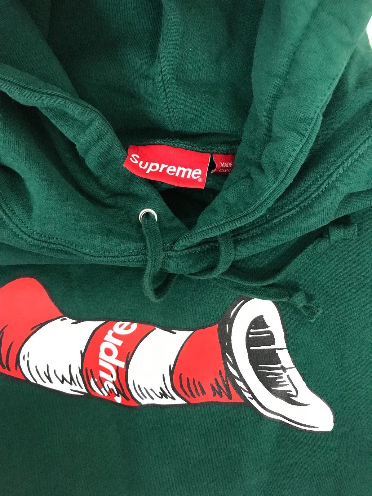 SUPREME CAT IN THE HAT HOODIE MEDIUM - DARK GREEN SOLD OUT bogo tnf box