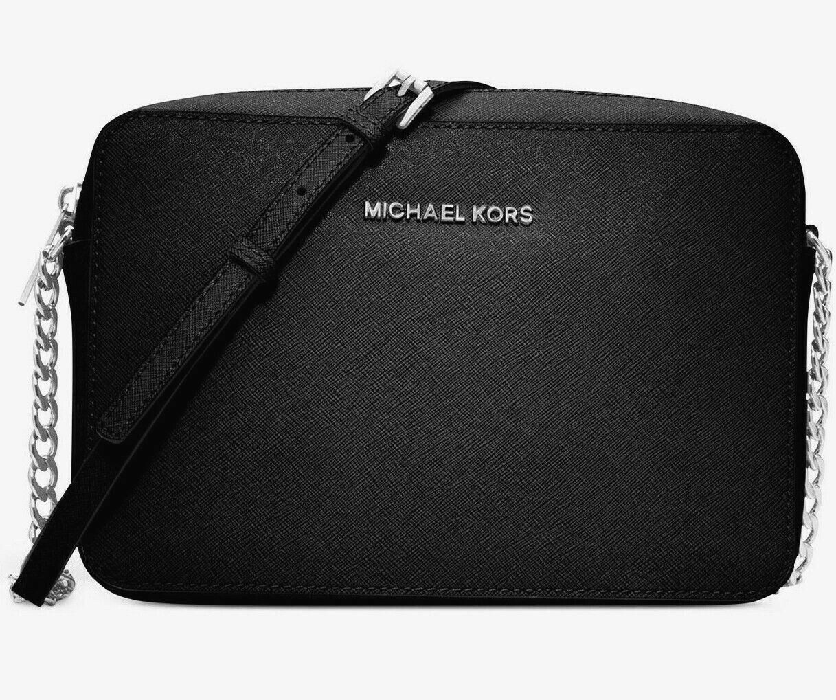 New Michael Kors Jet Set Item Large EW zip chain crossbody Bag Black / Dust bag