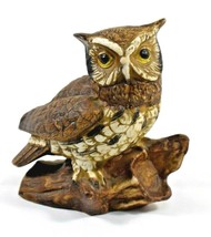 Vintage Homco Decorative Great Horned Owl on Log Figure #1114 (Decor) - $14.72