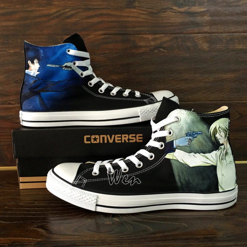 Anime Converse All Star Psycho-Pass Hand Painted Shoes Canvas Sneakers Men Women