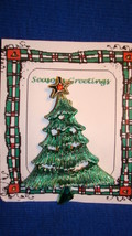 Christmas PIN #0435 Vintage Green Christmas Tree Goldtone Star w/Red Rhi... - $19.75