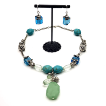 Avon Vintage Turquoise Colored Necklace Sea Glass Accent Set - $21.78