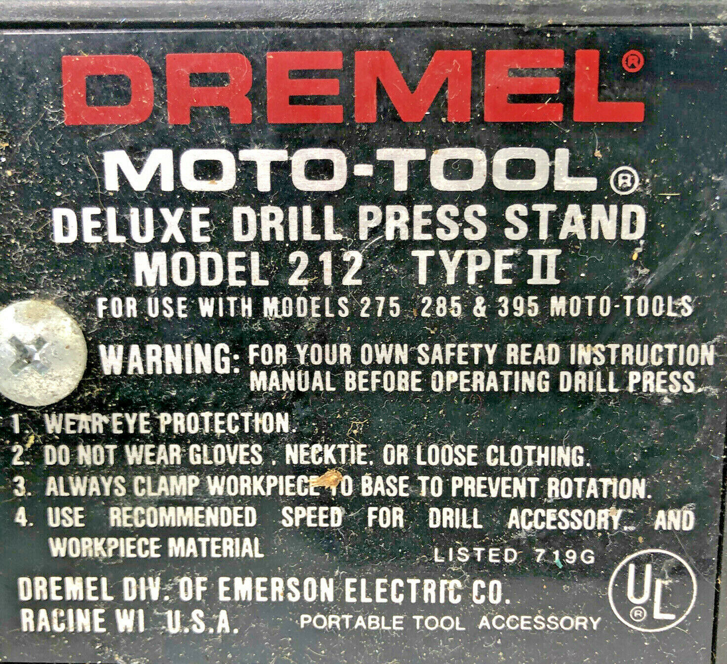 DREMEL MOTOTOOL DELUXE DRILL PRESS STAND MODEL 212 TYPE II