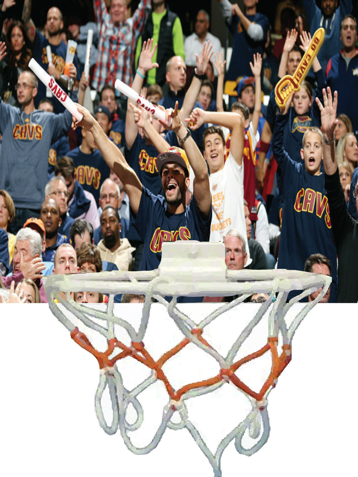 Custom Wastebasket Basketball Hoop Game Cleveland Cavaliers Crowd