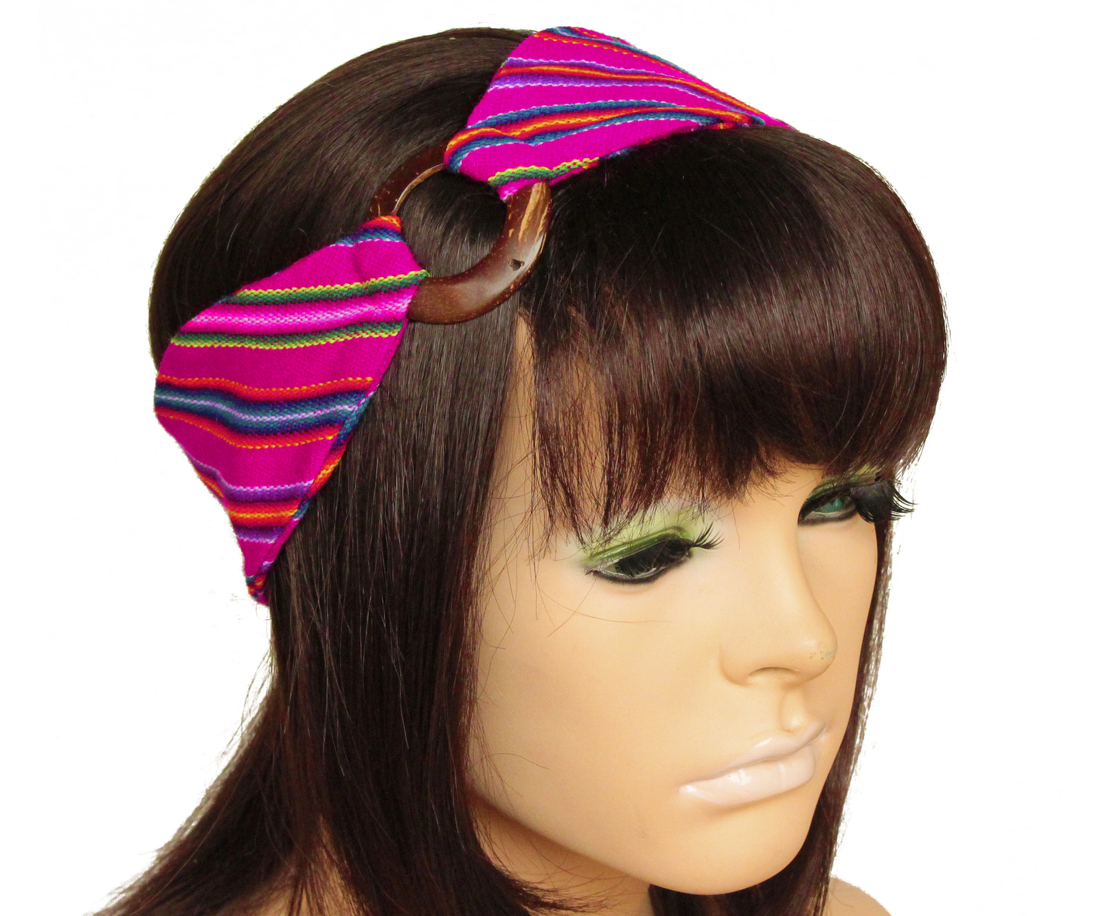 Hot Pink Peruvian Woven Ethnic Headband, Head Wrap, boho headband, wide