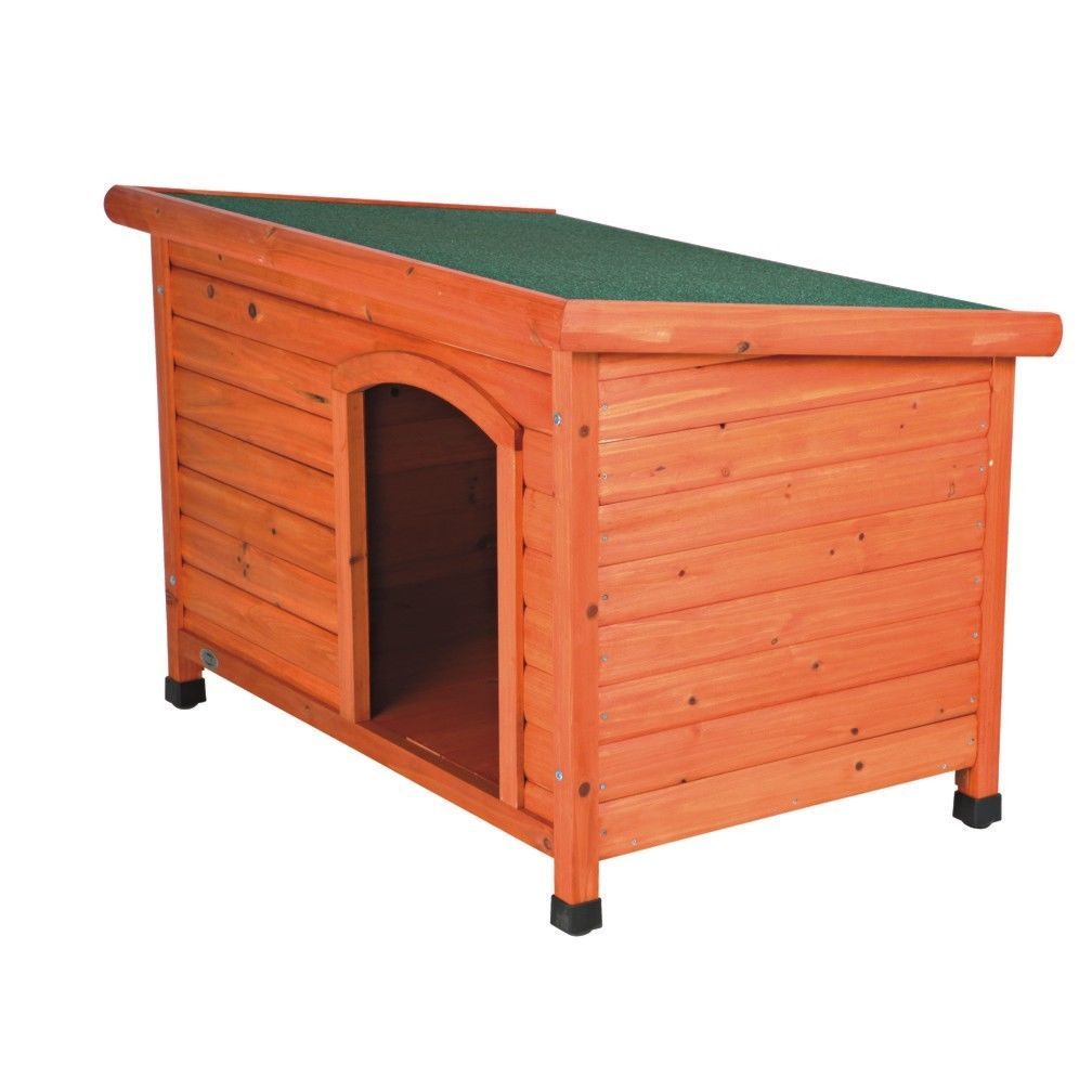  Backyard Natural Medium Weatherproof Flat-roof Glazed-pine Doghouse