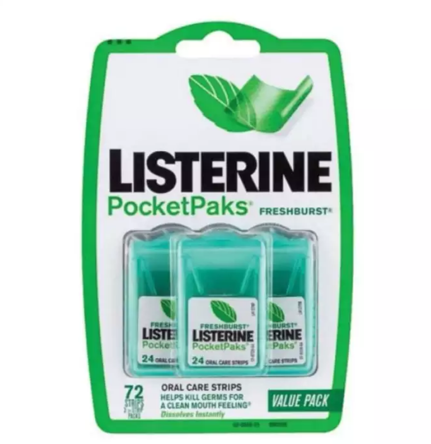 Listerine PocketPaks Breath Strips FreshBurst 72 Each EXPRESS SHIPPING