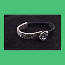 Montana Silversmith Leather Rope Silver Bracelet CZ  - $14.99