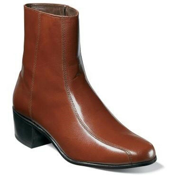 Men Florsheim Duke Boot Cognac Leather Zipper High Cuban Heel 17087-03