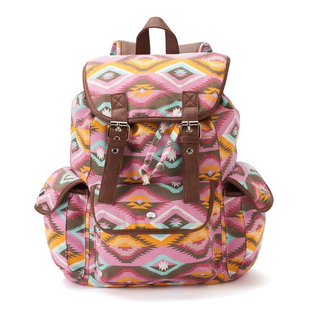 Olsenboye Mixed Media Sequin-Trim Backpack Teal/Brown Shoulder Bag School NWT 