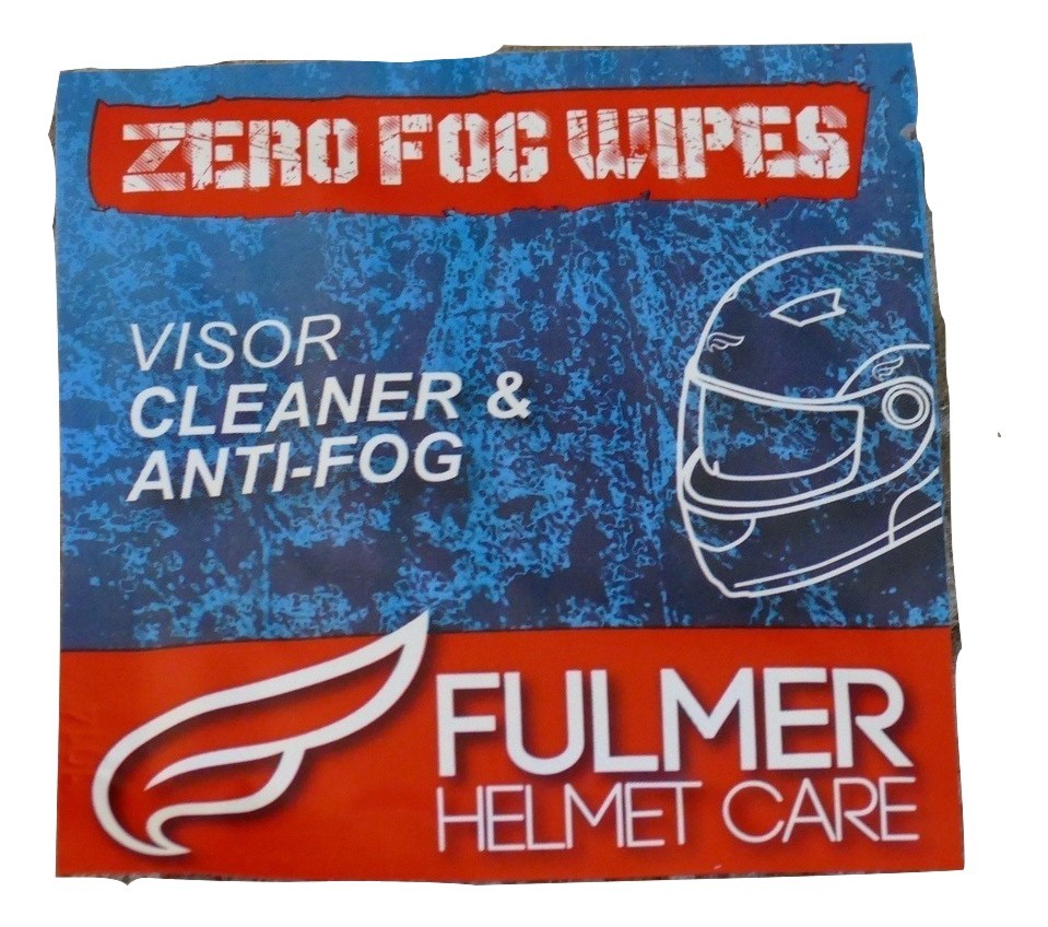 Single Fulmer Helmet Care Zero Fog Wipes Visor Cleaner & AntiFog
