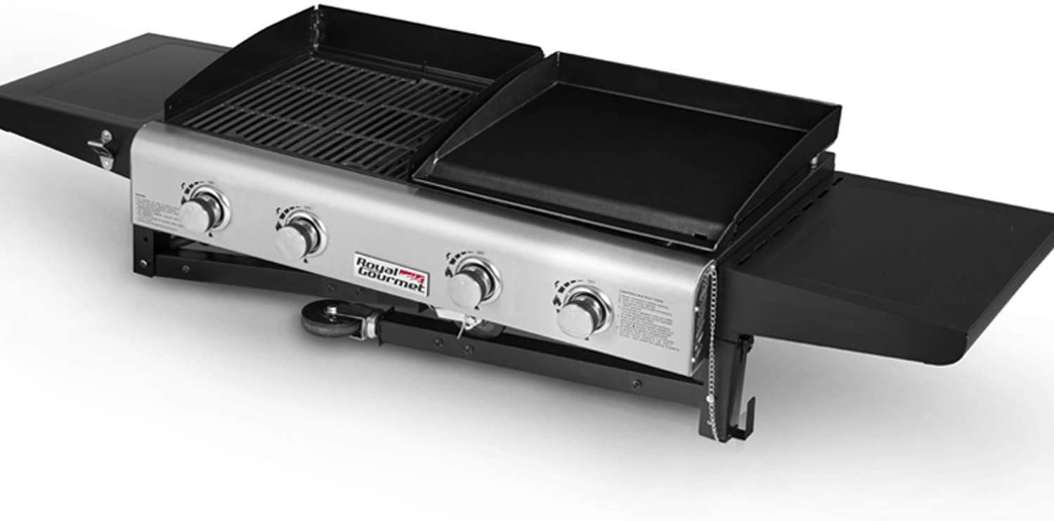Portable Propane Gas Grill Griddle Combo Flat Top 4 Burner Outdoor