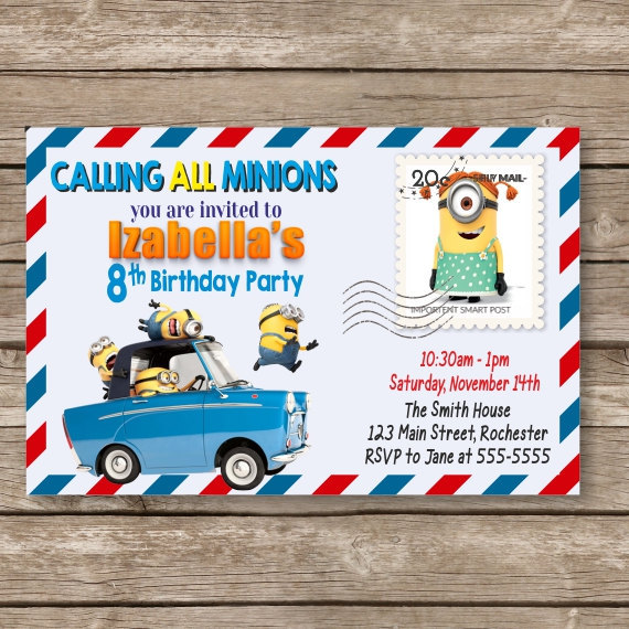 Minion Digital Invitation, Minions Party Invites Despicable Me