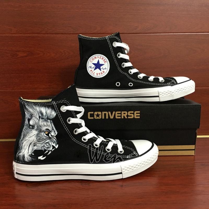 Custom Converse Lion King Hand Painted Shoes High Top Black Canvas ...