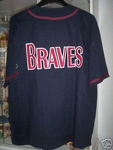 Atlanta Braves Jersey Navy MLB Baseball Russell Size Large  New - $49.95