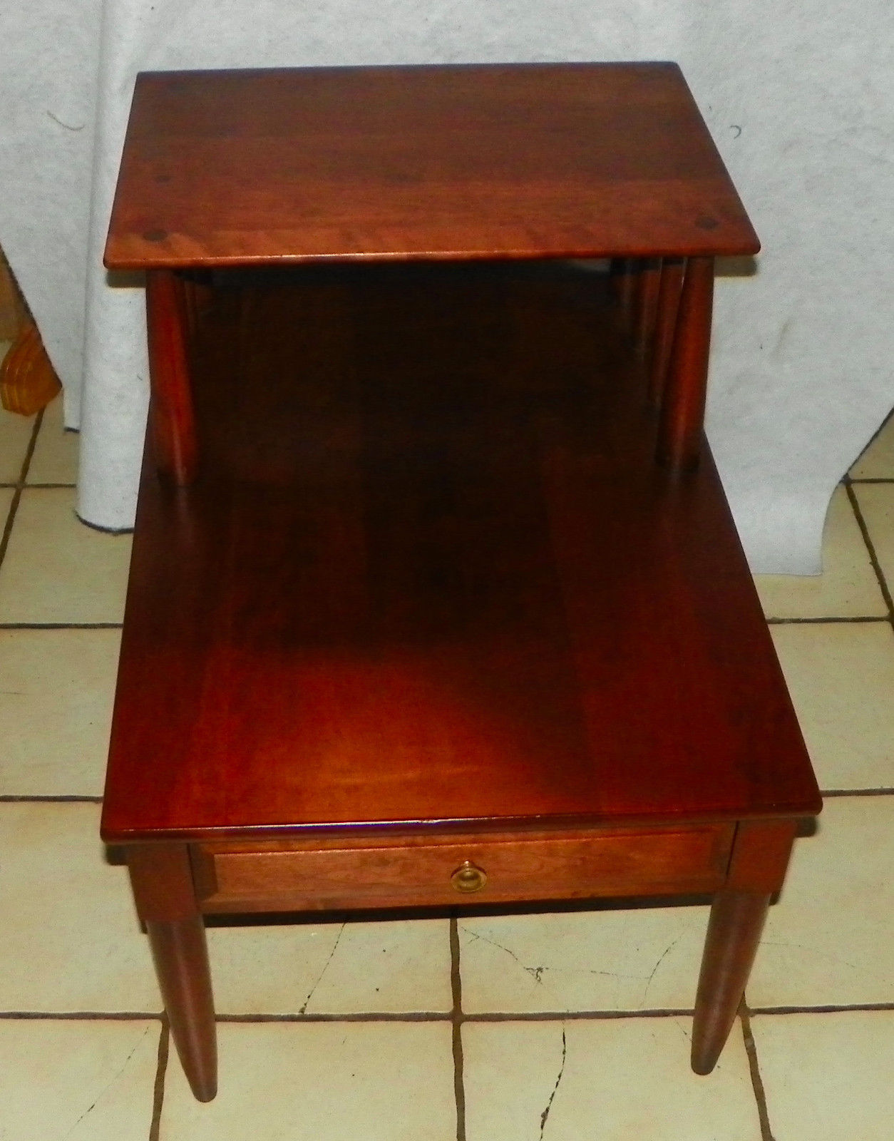 Solid Cherry Mid Century Step End Table / Side Table by Willett Post1950