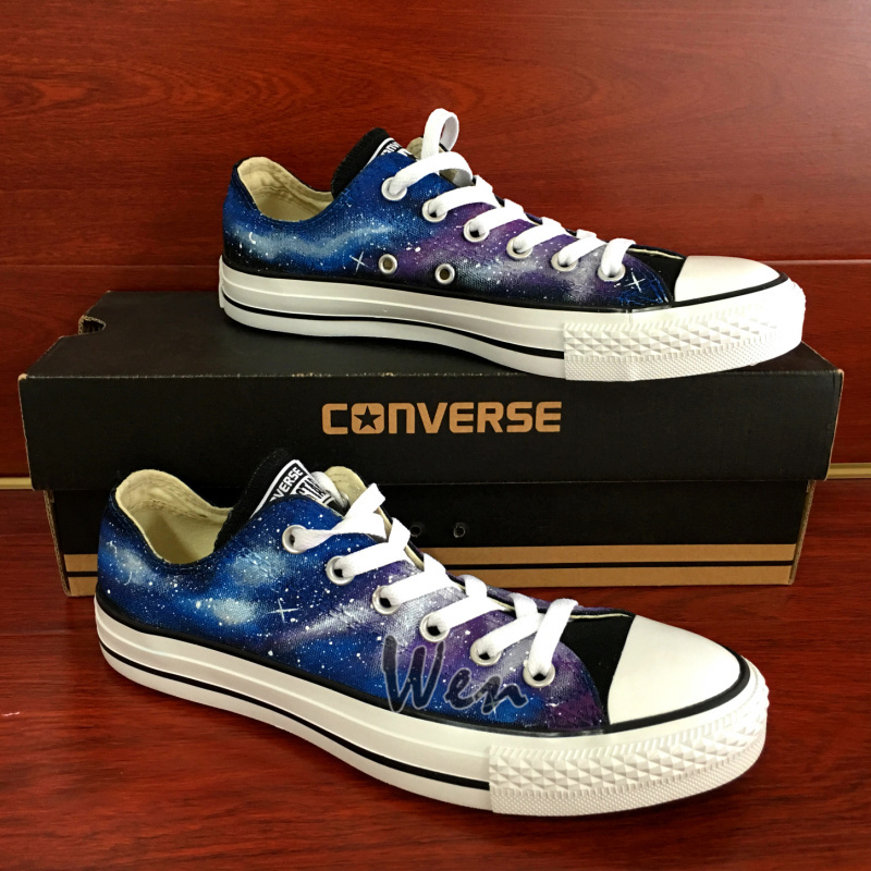 Low Top Galaxy Design Converse All Star Hand Painted Shoes Men Women's Sneakers