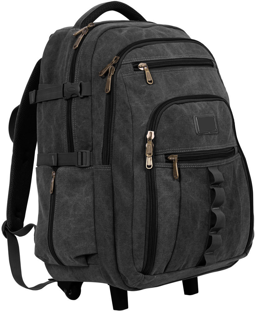 Wheeled Rolling Canvas Travel Backpack Bags & Backpacks