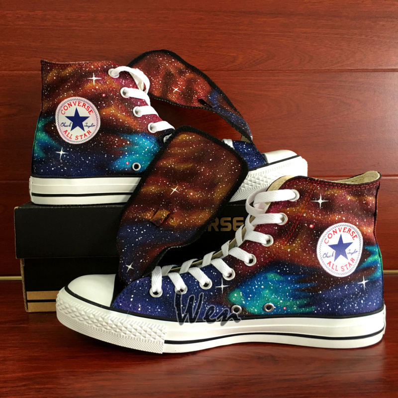 Converse All Star Nebula Space Design Hand Painted Shoes Men Women's ...