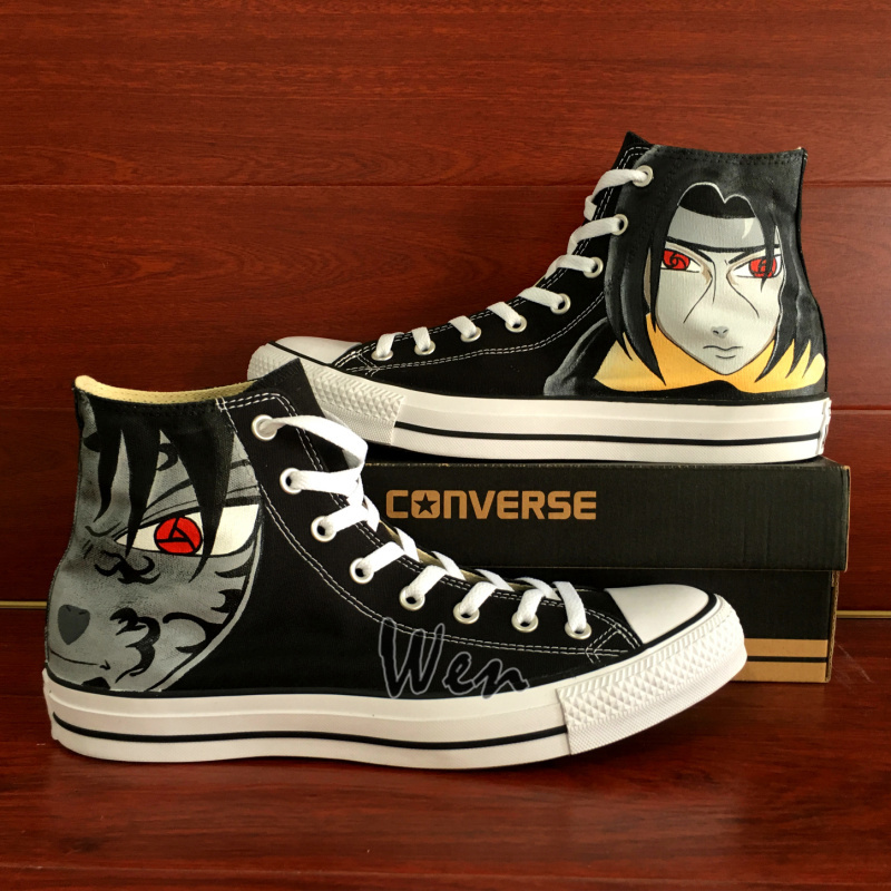 Anime Naruto Uchiha Itachi Sasuke Design Hand Painted Shoes Converse All Star