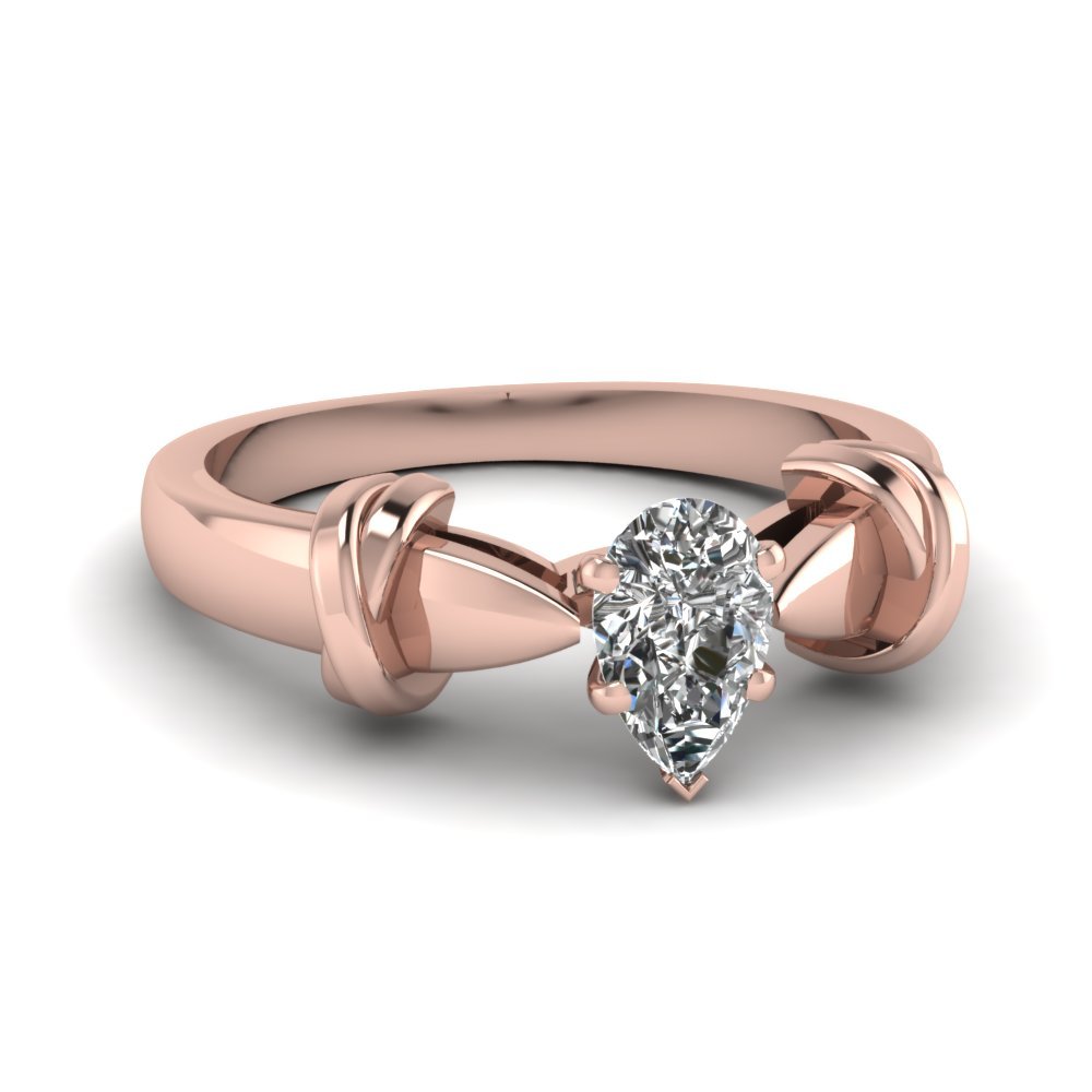 0.65 Ct Pear Shaped Cubic Zirconia Dual Knot Engagement Ring 18K Rose Gold Fn