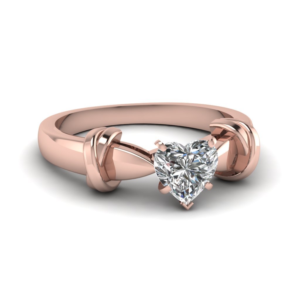 0.65 Ct Heart Shaped Cubic Zirconia Dual Knot Engagement Ring 18K Rose Gold Fn