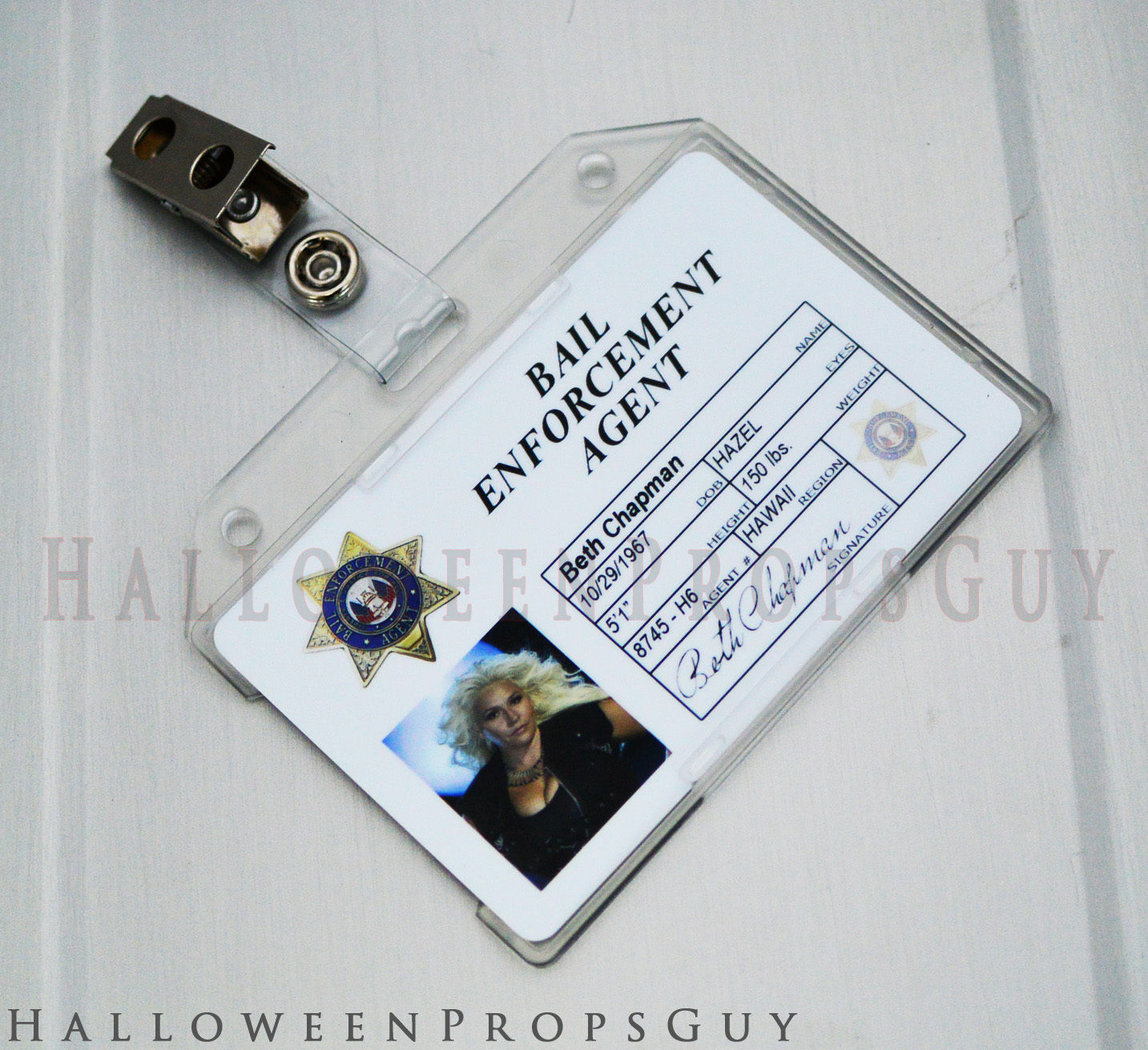 DOG THE BOUNTY HUNTER STYLE PVC ID Card Badge Beth Chapman w/ Holder