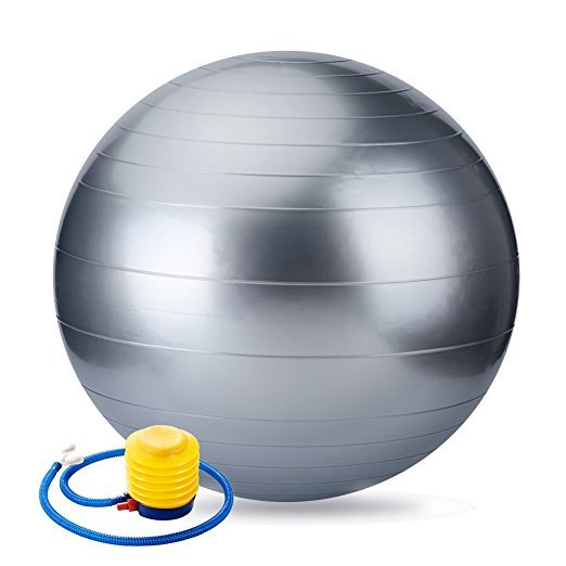 22 Silver Exercise Yoga Ball with Pump,Pilates & Balance Training,Anti-burst&Sl